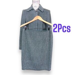 Ellen Tracy Wool Blend Blazer & Skirt Set